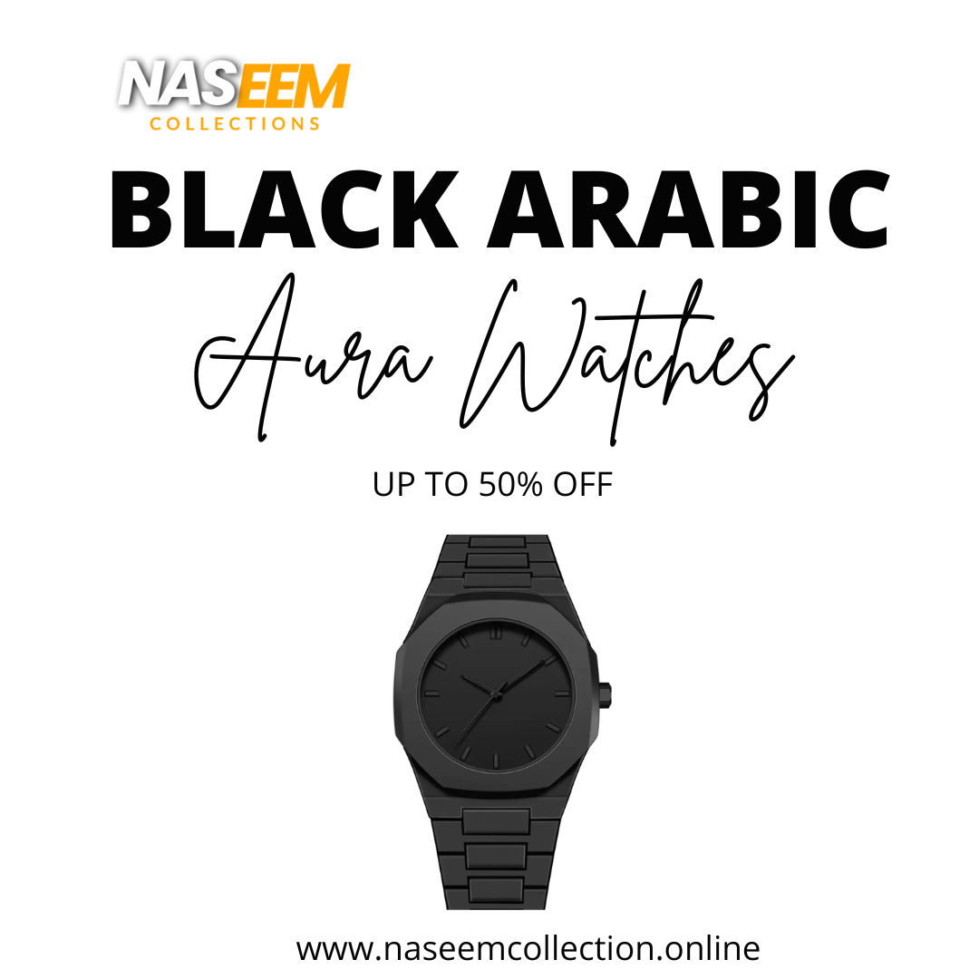 Original black arabic aura watch with fiber material