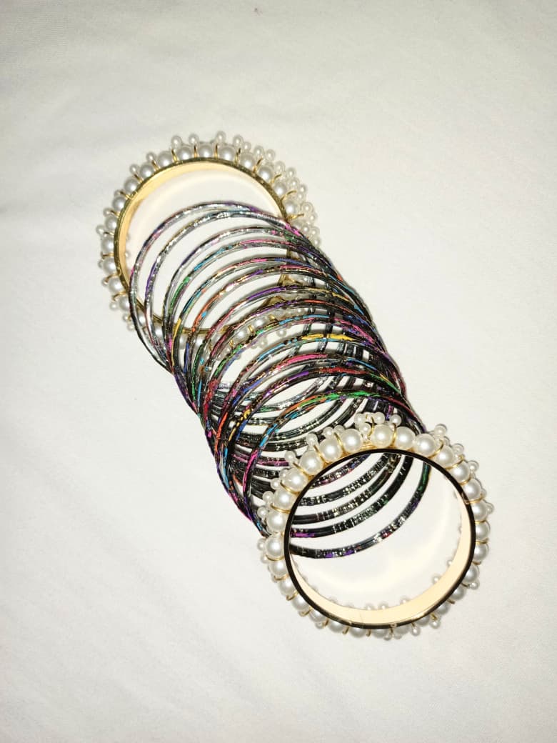 White Pearl Gajra Bangles Set
