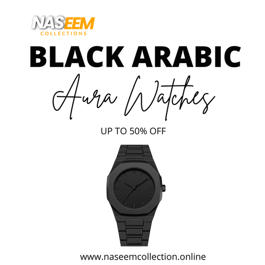 Original black arabic aura watch with fiber material