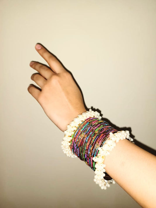 White Pearl Gajra Bangles Set